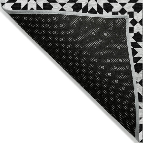9' X 12' Black Gray And Silver Floral Medallion Washable Indoor Outdoor Area Rug