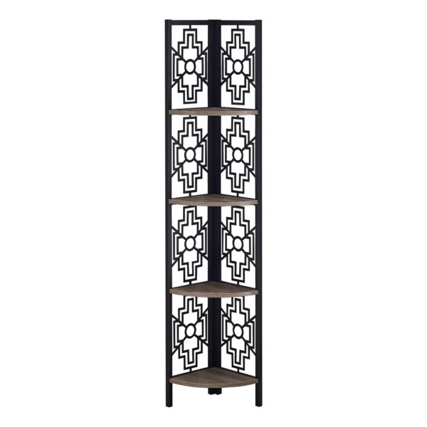Taupe Metal Four Tier Corner Bookcase