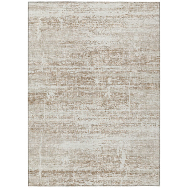10' X 14' Beige Taupe And Ivory Abstract Washable Indoor Outdoor Area Rug