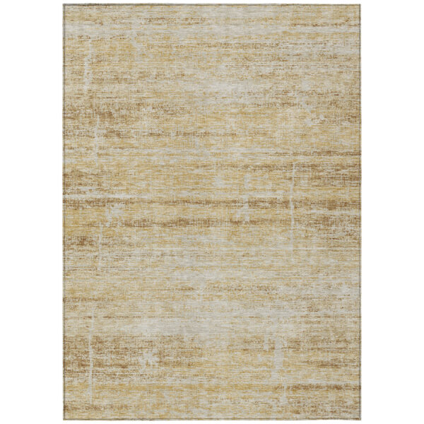 5' X 8' Gold Beige And Wheat Abstract Washable Indoor Outdoor Area Rug