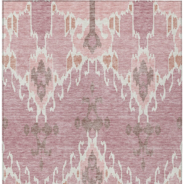 3' X 5' Blush Pink And Ivory Ikat Washable Indoor Outdoor Area Rug