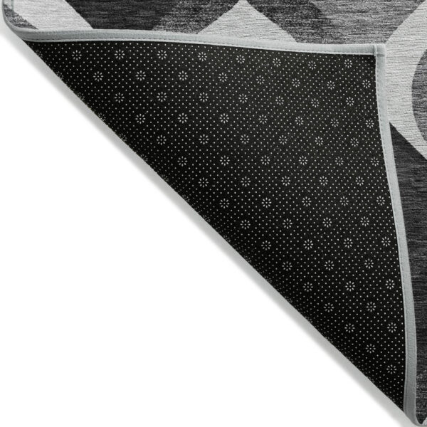 5' X 8' Black Silver And Charcoal Ogee Washable Indoor Outdoor Area Rug