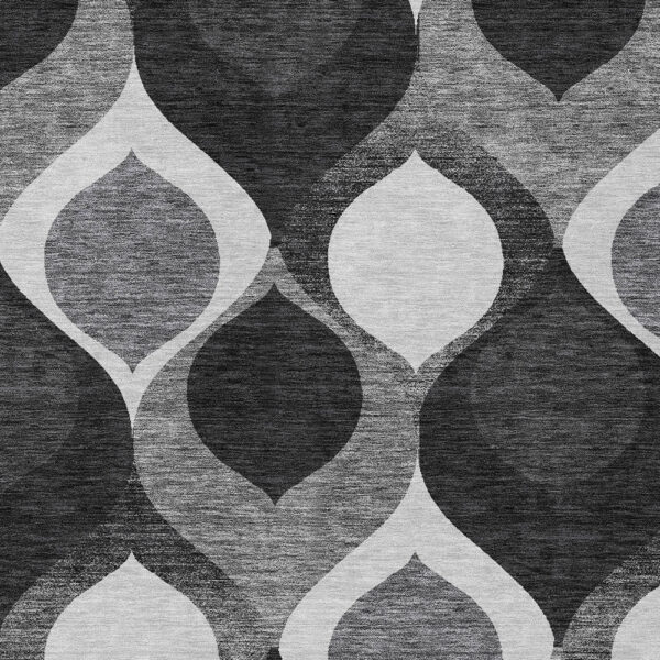 5' X 8' Black Silver And Charcoal Ogee Washable Indoor Outdoor Area Rug