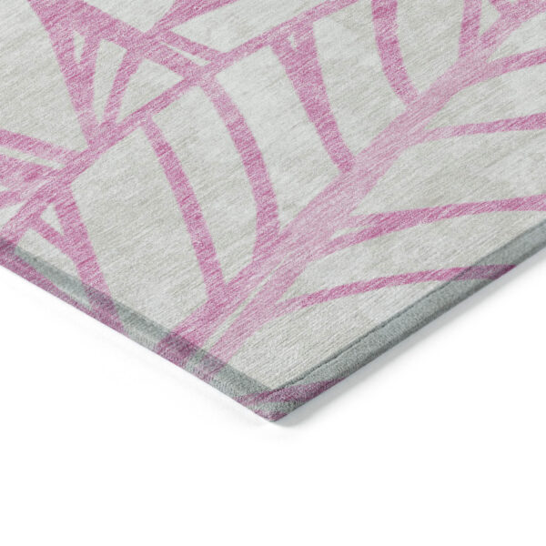 5' X 8' Pink And Beige Floral Washable Indoor Outdoor Area Rug