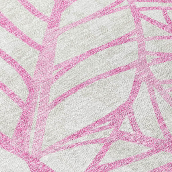 5' X 8' Pink And Beige Floral Washable Indoor Outdoor Area Rug