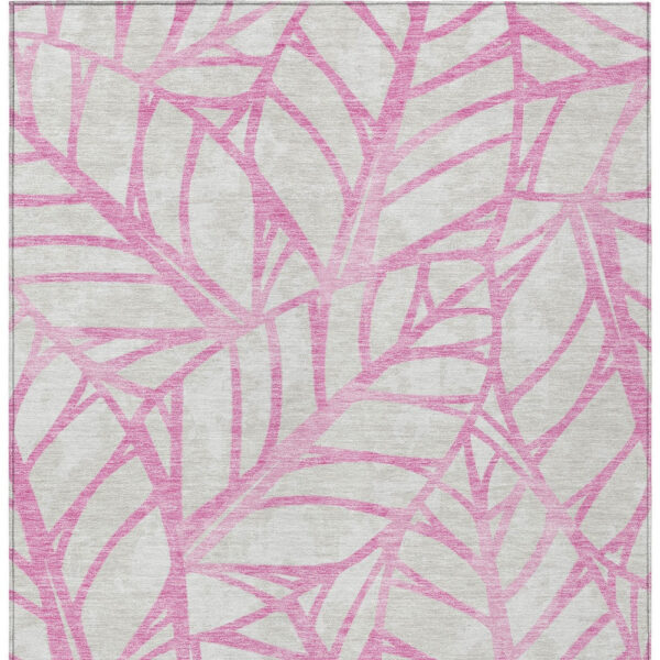 5' X 8' Pink And Beige Floral Washable Indoor Outdoor Area Rug