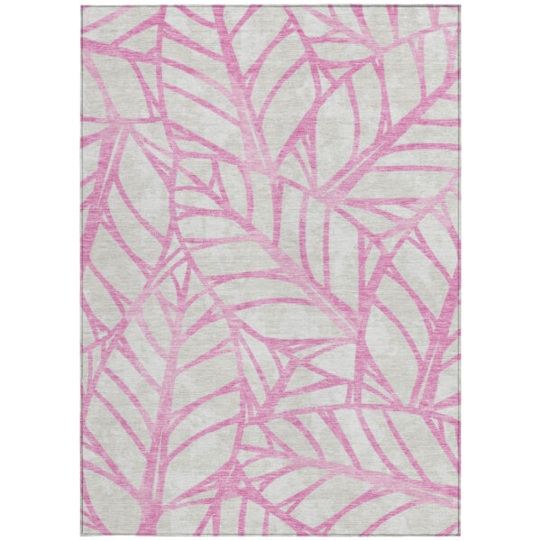 5' X 8' Pink And Beige Floral Washable Indoor Outdoor Area Rug