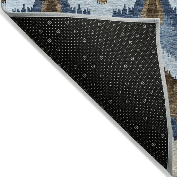 8' X 10' Denim Blue And Sky Blue Ikat Washable Indoor Outdoor Area Rug