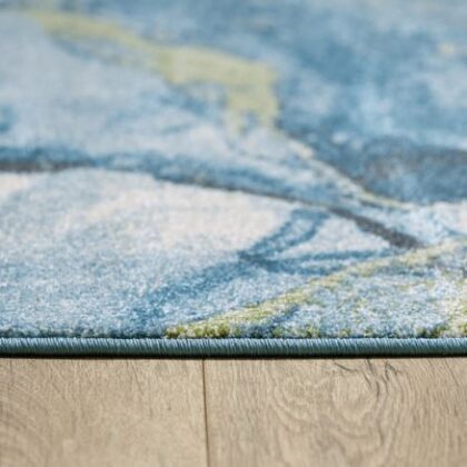 8' X 11' Teal Blue Abstract Dhurrie Area Rug