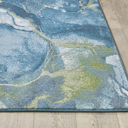 8' X 11' Teal Blue Abstract Dhurrie Area Rug