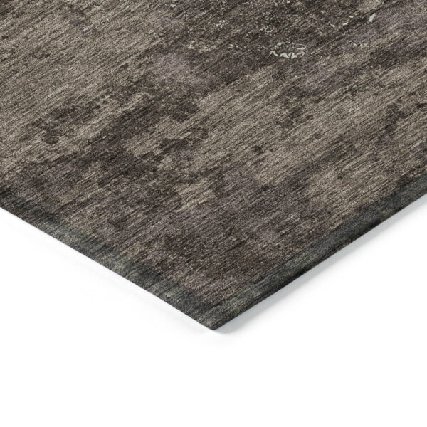 9' X 12' Brown And Ivory Floral Washable Indoor Outdoor Area Rug