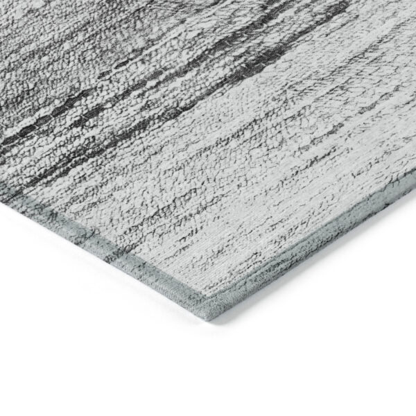8' X 10' Gray Silver And Ivory Ombre Washable Indoor Outdoor Area Rug