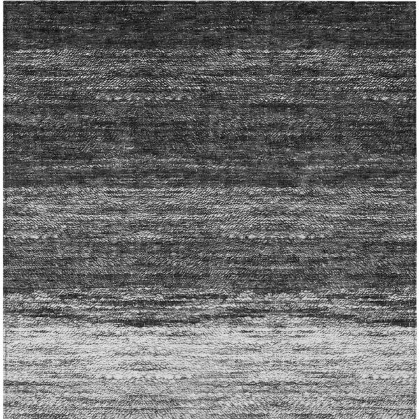 8' X 10' Gray Silver And Ivory Ombre Washable Indoor Outdoor Area Rug