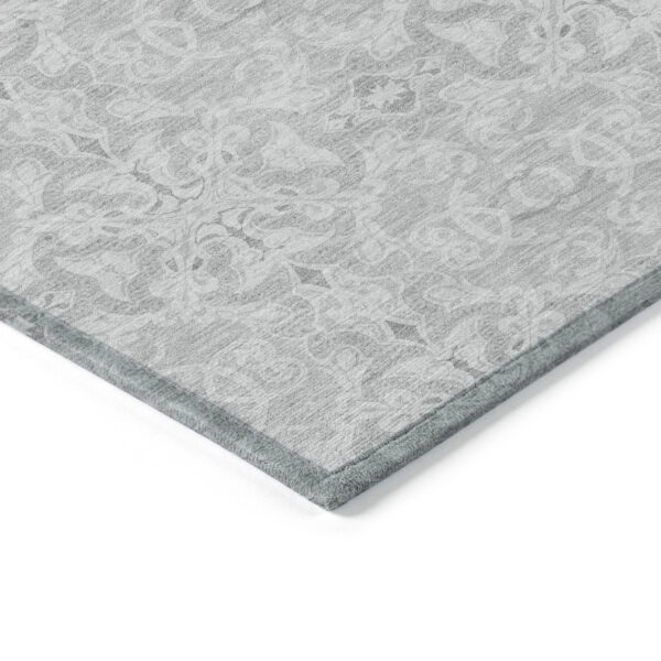 9' X 12' Silver And Gray Medallion Washable Indoor Outdoor Area Rug