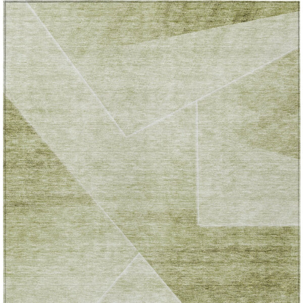 5' X 8' Sage And Artichoke Green Abstract Washable Indoor Outdoor Area Rug