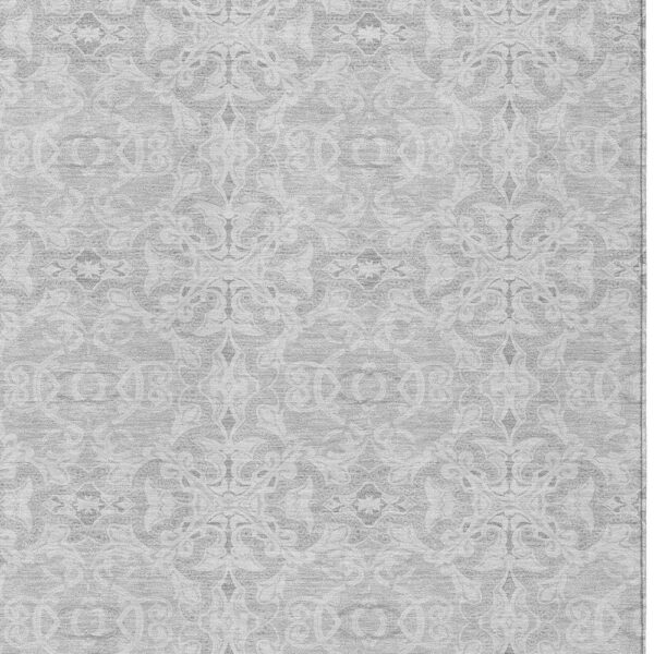 9' X 12' Silver And Gray Medallion Washable Indoor Outdoor Area Rug