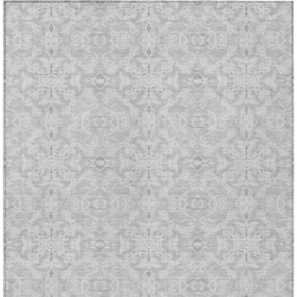 9' X 12' Silver And Gray Medallion Washable Indoor Outdoor Area Rug