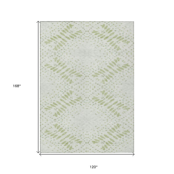 10' X 14' Artichoke Green And Fern Green Floral Washable Indoor Outdoor Area Rug