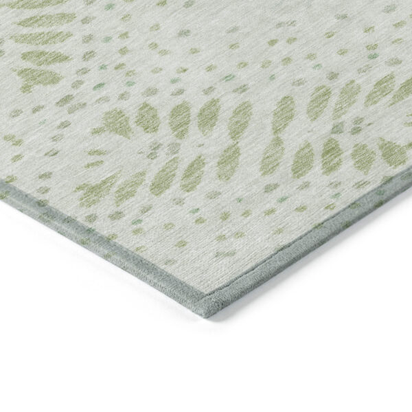 10' X 14' Artichoke Green And Fern Green Floral Washable Indoor Outdoor Area Rug