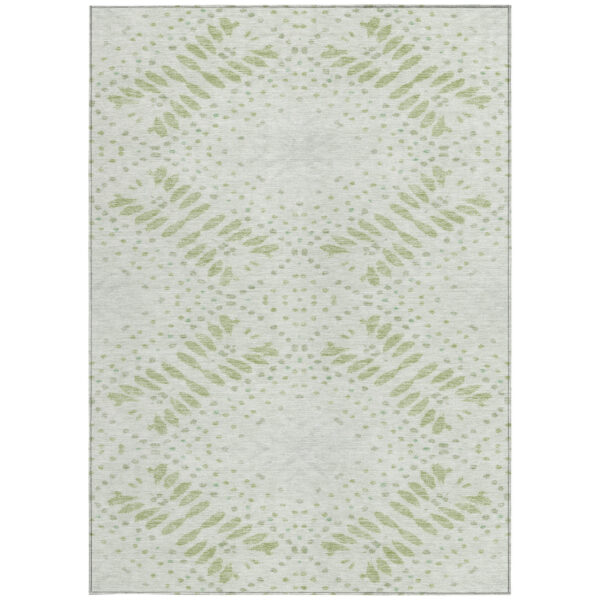 10' X 14' Artichoke Green And Fern Green Floral Washable Indoor Outdoor Area Rug