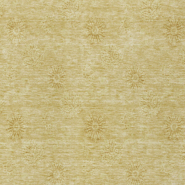 8' X 10' Gold And Ivory Floral Washable Indoor Outdoor Area Rug