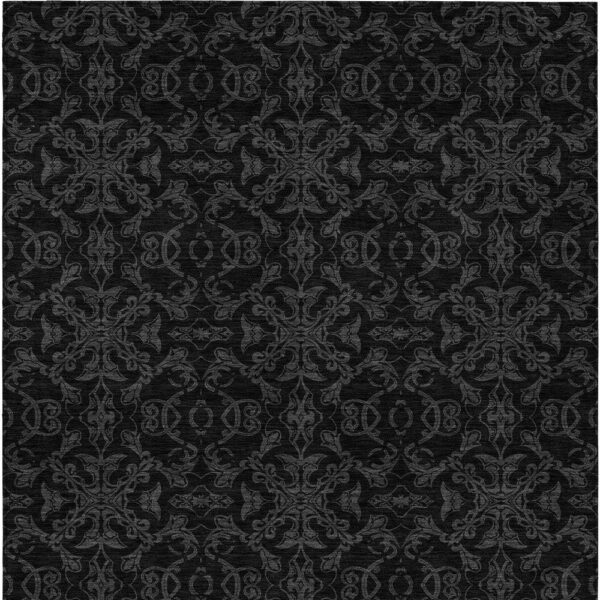 8' X 10' Gray And Charcoal Medallion Washable Indoor Outdoor Area Rug