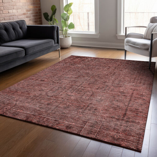 8' X 10' Orange And Copper Southwestern Washable Indoor Outdoor Area Rug