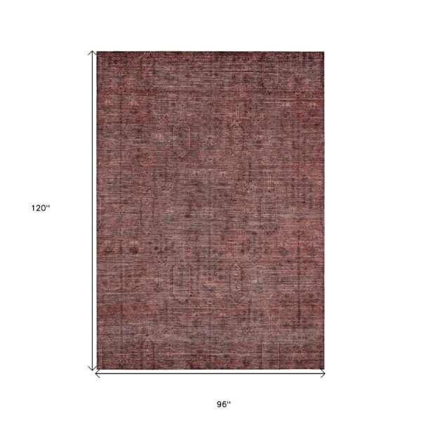 8' X 10' Orange And Copper Southwestern Washable Indoor Outdoor Area Rug