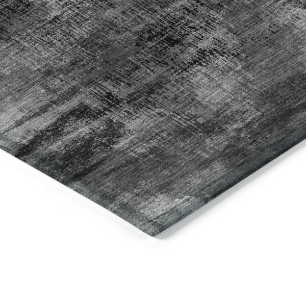 3' X 5' Gray Charcoal And Silver Abstract Washable Indoor Outdoor Area Rug