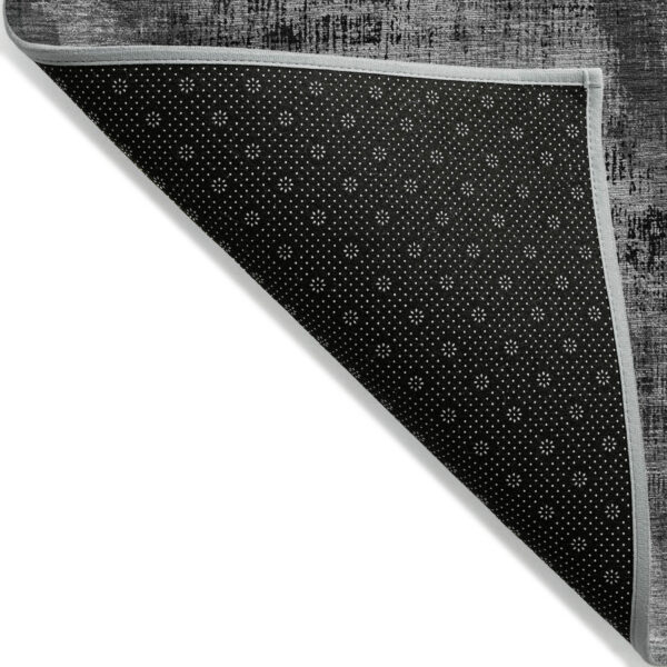 3' X 5' Gray Charcoal And Silver Abstract Washable Indoor Outdoor Area Rug