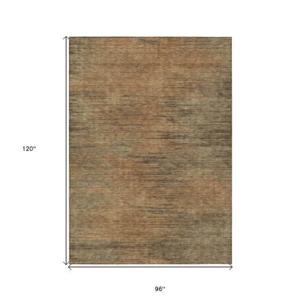 8' X 10' Terra Cotta Brown And Copper Abstract Washable Indoor Outdoor Area Rug