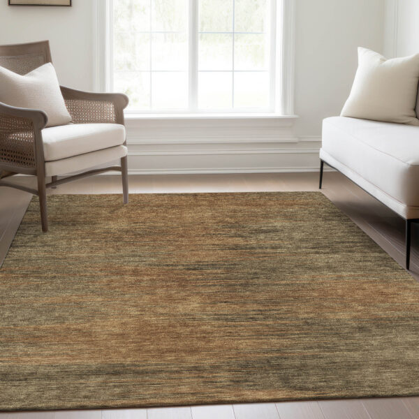 8' X 10' Terra Cotta Brown And Copper Abstract Washable Indoor Outdoor Area Rug