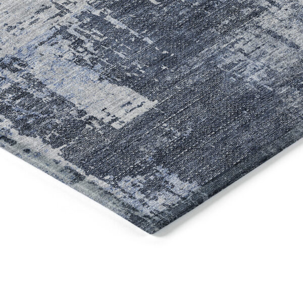 3' X 5' Navy Blue And Sky Blue Abstract Washable Indoor Outdoor Area Rug