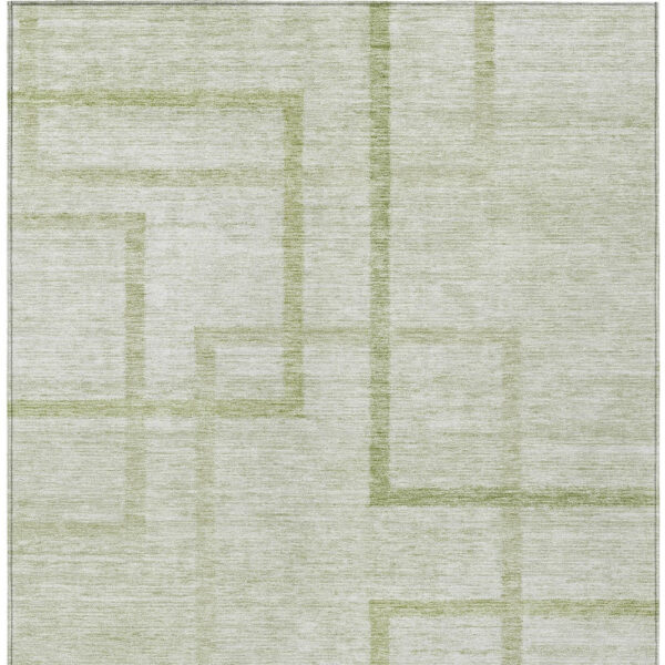 3' X 5' Artichoke Green And Green Geometric Washable Indoor Outdoor Area Rug
