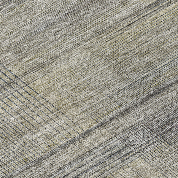 8' Khaki Beige And Gray Round Striped Washable Indoor Outdoor Area Rug