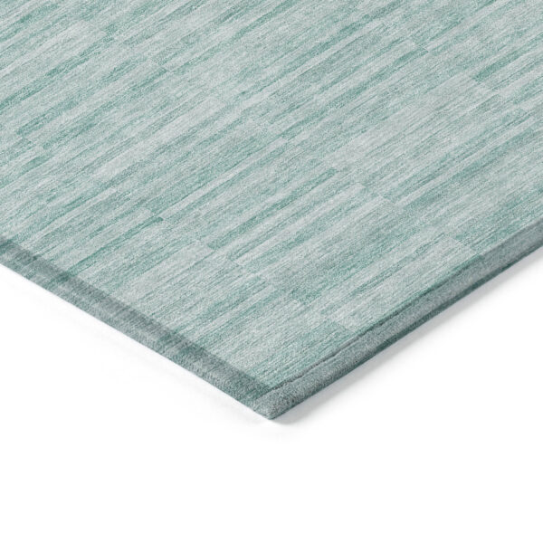 9' X 12' Turquoise Teal Blue And Gray Striped Washable Indoor Outdoor Area Rug