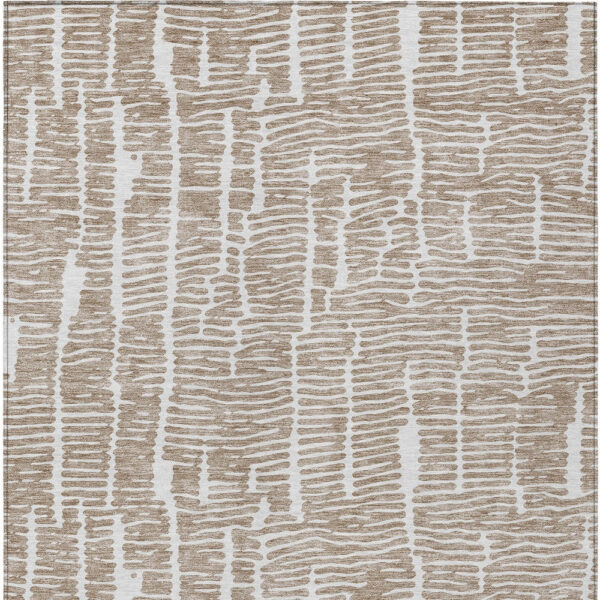 10' X 14' Brown And Ivory Abstract Washable Indoor Outdoor Area Rug