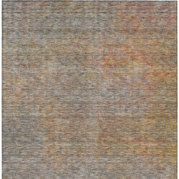 8' X 10' Gray Charcoal And Orange Abstract Washable Indoor Outdoor Area Rug