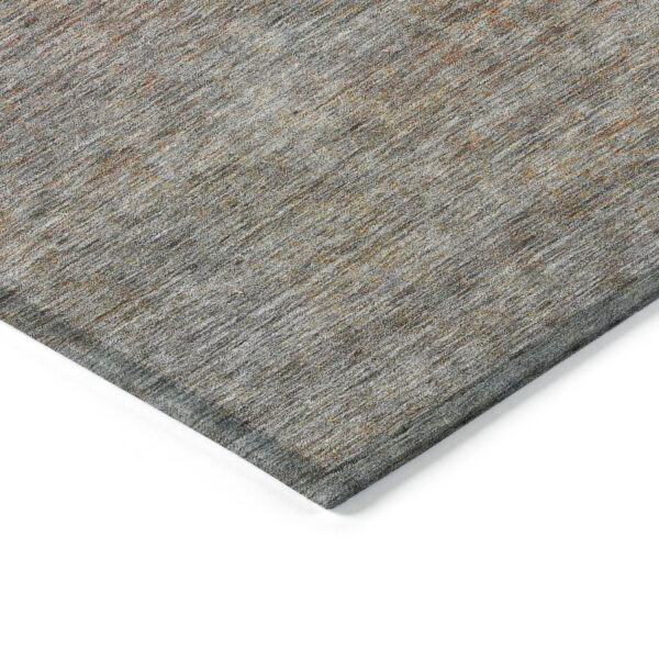 8' X 10' Gray Charcoal And Orange Abstract Washable Indoor Outdoor Area Rug