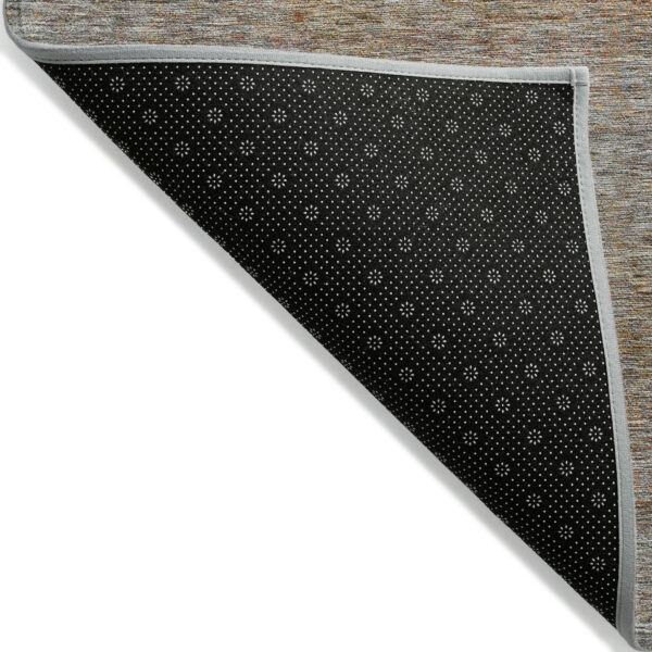 8' X 10' Gray Charcoal And Orange Abstract Washable Indoor Outdoor Area Rug
