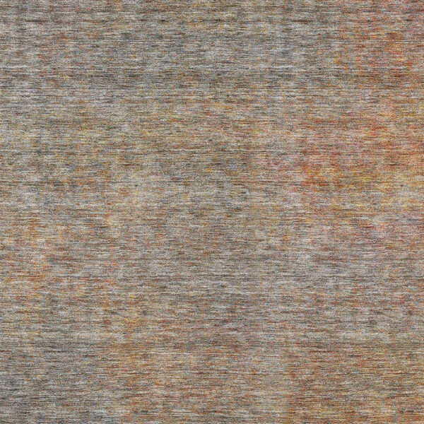 8' X 10' Gray Charcoal And Orange Abstract Washable Indoor Outdoor Area Rug
