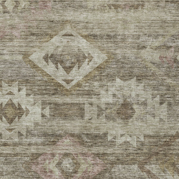 5' X 8' Brown Beige And Tan Southwestern Washable Indoor Outdoor Area Rug