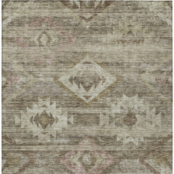 5' X 8' Brown Beige And Tan Southwestern Washable Indoor Outdoor Area Rug