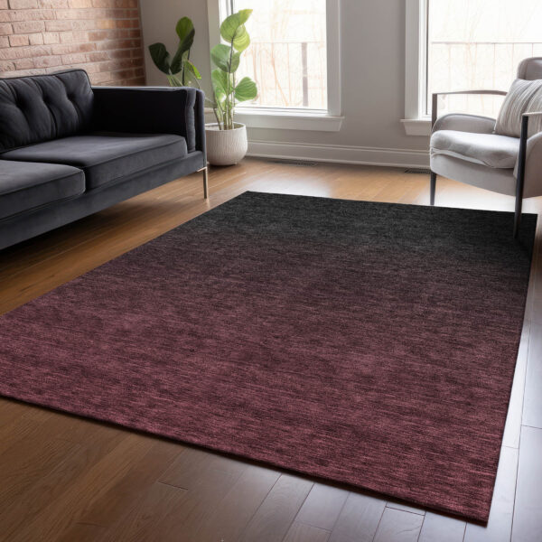 3' X 5' Merlot And Charcoal Abstract Washable Indoor Outdoor Area Rug