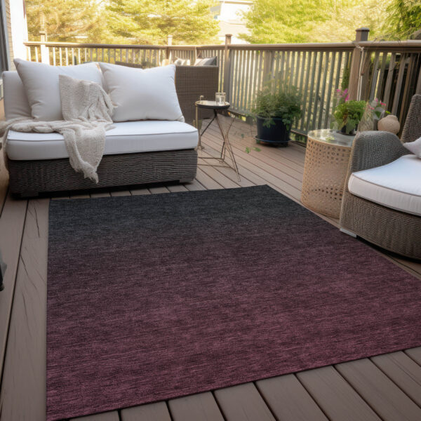 3' X 5' Merlot And Charcoal Abstract Washable Indoor Outdoor Area Rug