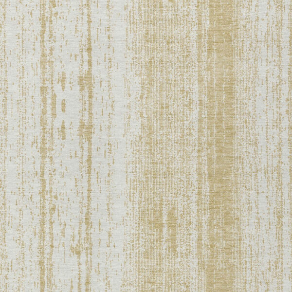 9' X 12' Gold And Ivory Striped Washable Indoor Outdoor Area Rug