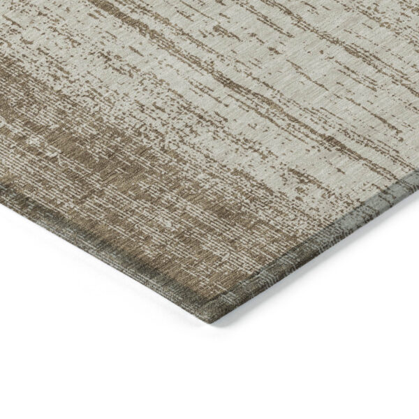 3' X 5' Brown And Ivory Striped Washable Indoor Outdoor Area Rug
