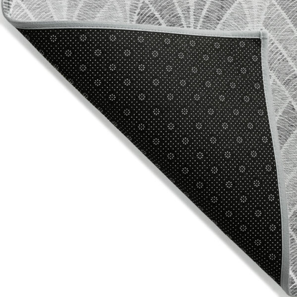 10' X 14' Gray Charcoal And Ivory Geometric Washable Indoor Outdoor Area Rug