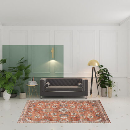 6' x 9' Orange Floral Power Loom Area Rug