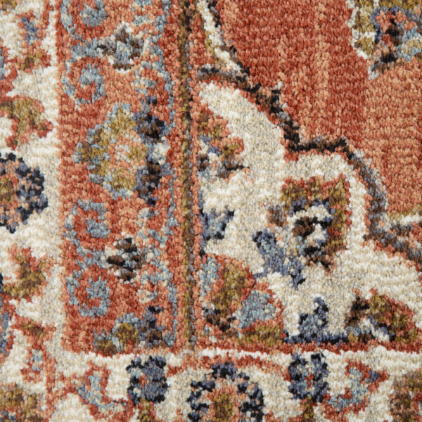 6' x 9' Orange Floral Power Loom Area Rug